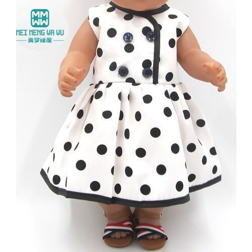 Clothes for doll fit 43cm baby new born doll and american doll fashion dot dress 15 styles
