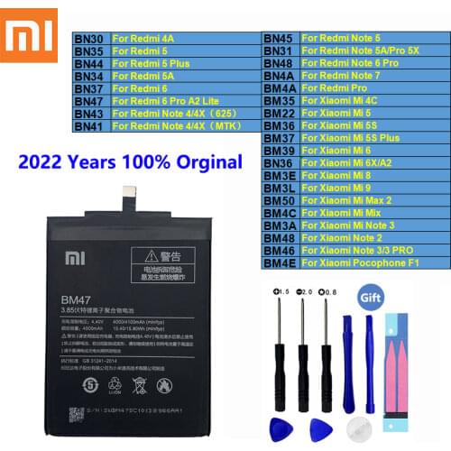 Xiaomi Original Redmi Hongmi Note Mi Max 2 A2 3 3S 4 4A 4C 4X Mix 5 5A 5X 5S 6 6X 7 8 9 Lite Plus Pro Pocophone F1 Phone Battery