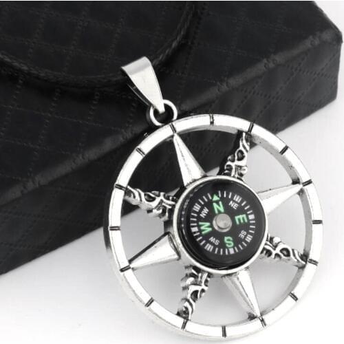 HNSP Punk Real Compass Pendant Necklace For Men Male Boy BFF Gift Neck Wholesale
