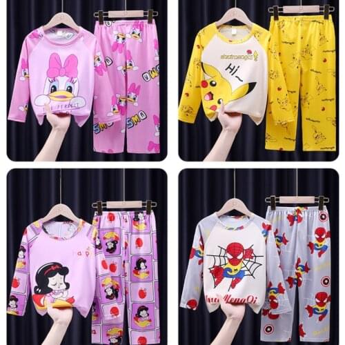 Girls' Pajamas Childrens Spring and Autumn Long Sleeve Boys' Thin Summer Little Girls' Princess Home Clothes Baby Girl Clothes