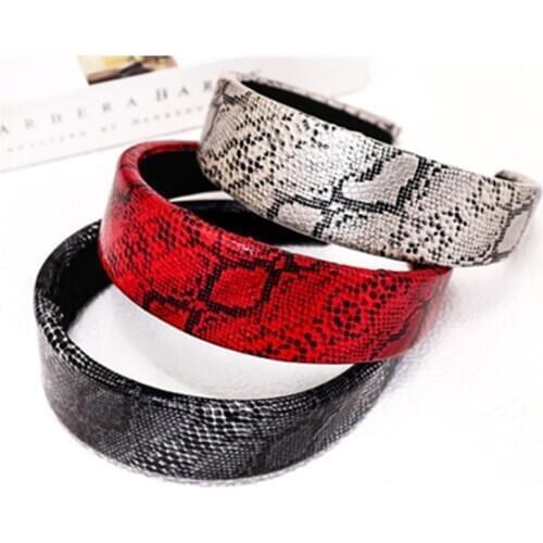 Special Fish Scales PU Plain Headband for Women Accessories Print Head Band Wide Adults Hairband Women Headdress Hairband