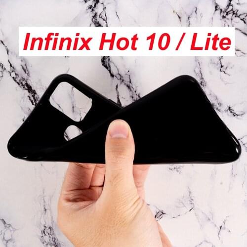 For Infinix Hot 10 Lite Case Silicon Cover Soft TPU Matte Black Phone Protector Shell For Infinix Hot 10 Capa Glass Funda Cover