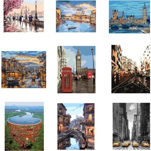 Tetasal DIY Painting by Numbers For Adults Kits Gift Digita Oil Paint Dropshipping On Canvas Beautiful scenery Home Decoration