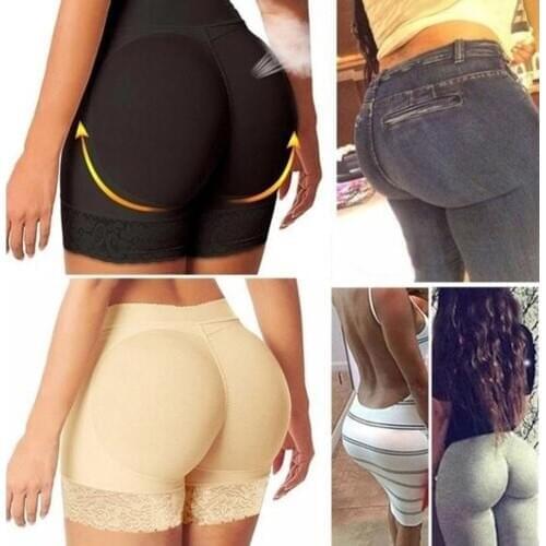 Solid Color Body Shaper Women Lift Hip Panties Lace Patchwork Shorts Underwear