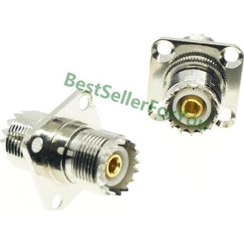 UHF SO-239 Female To UHF SO239 Female 4 Hole Mount Flange Panel Connector Coax Converter