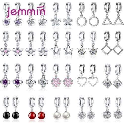 New Arrival 925 Sterling Silver Drop Earrings For Decoration CZ Crystal Trendy Style Geometric Design Women Party