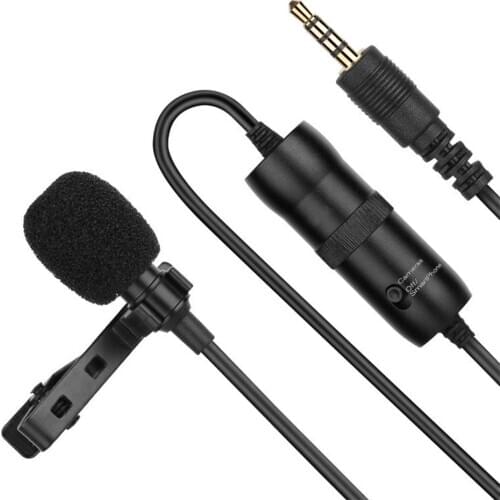 Omni-directional Electret Condenser Lavalier Microphone with 3.5mm TRRS 6m Cable 6.35mm Adapter