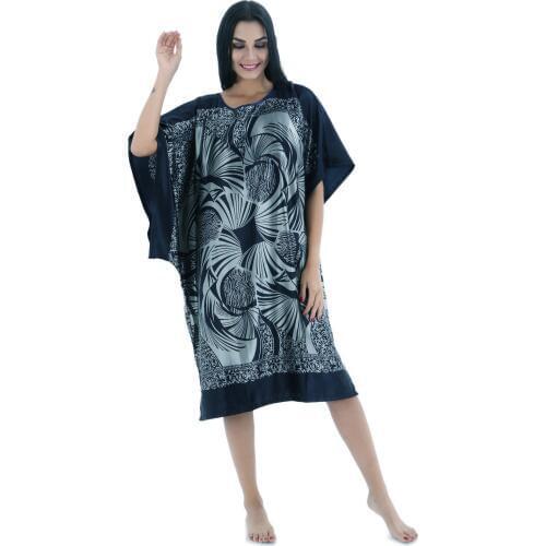 Navy Blue Summer Womens Robe Nightdress Lady Faux Silk Bath Gown Nightgown Bathrobe Sleepwear Mujer Pijama Flower Zh12C