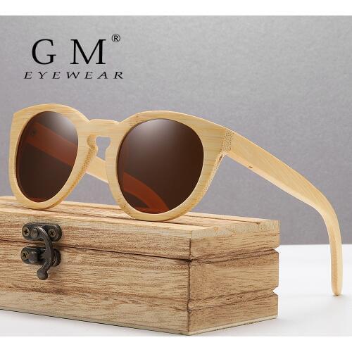 GM Design Women Bamboo Sunglasses With Polarized Mirror Lenses Of Bamboo Wood Sunglasses With Wooden Box