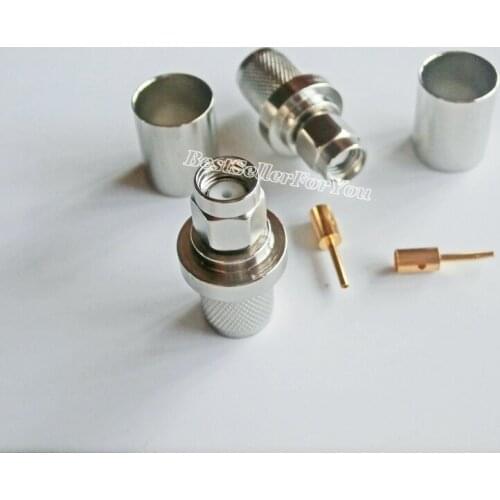 1Pcs RP-SMA Plug male (female pin) Crimp RF connector for LMR400 RG8 RG213 cable