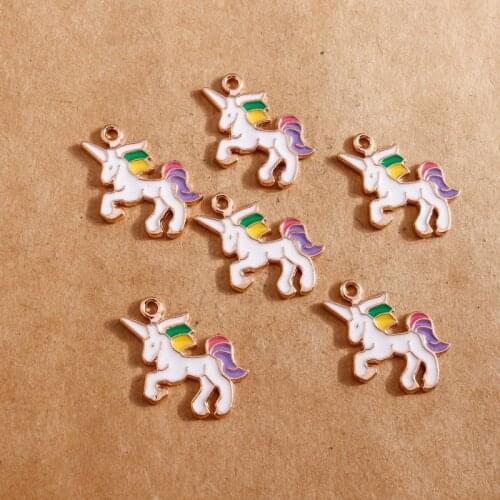 10pcs 16*23mm Enamel Animals Unicorns Charms for Jewelry Making Earring Pendant DIY Bracelet Necklace Findings