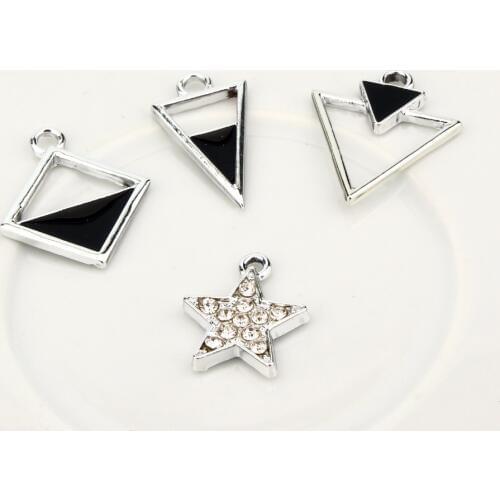 10pcs European Triangle Star Resin Charms Earrings Necklace Base Finding Hollow Pendant For Women DIY Jewelry AC339