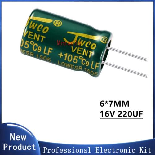 10PCS 16V 220UF 20% High frequency and low impedance in-line aluminum electrolytic capacitors long life Brand new authentic