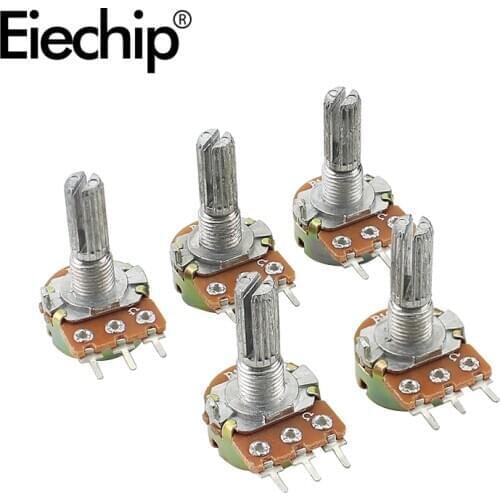 10pcs WH148 Carbon film Potentiometer 20mm Shaft Amplifier Dual Stereo potentiometer 3Pin 1K 2K 5K 10K 20K 50K 100K 500K 1M Ohm