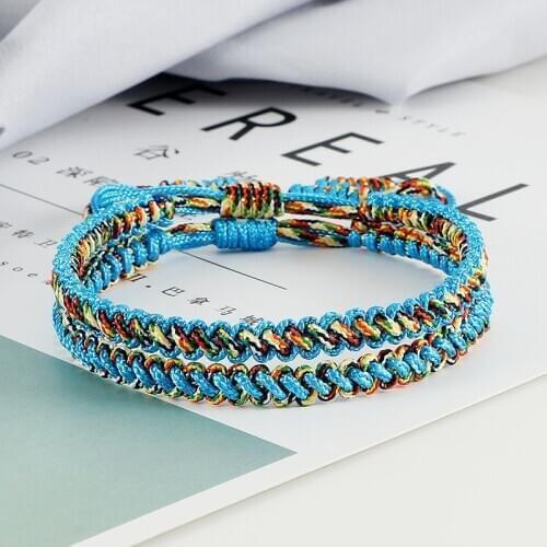 2pcs Vintage Woven Rope Bracelet Lucky Charms Handmade Tibetan Buddhist Bracelets For Women Couples Jewelry Friendship Bangles