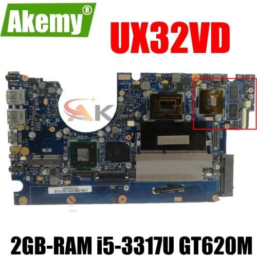 Akemy UX32VD Laptop motherboard For ASUS UX32VD UX32V original mainboard 2GB-RAM i5-3317U GT620M GPU