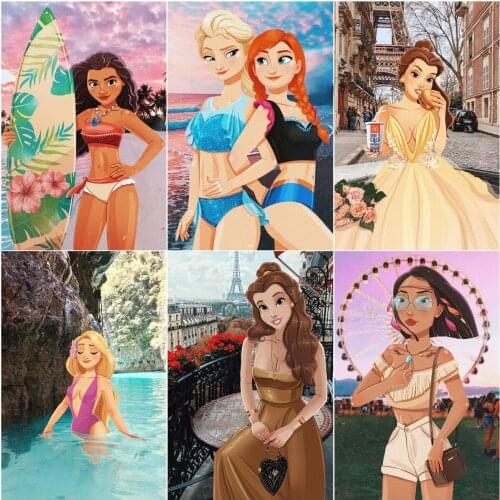 5D Diamond Painting Disney Cross Stitch Kits Embroidery Full Drill Mosaic Cartoon Princess Home Decor