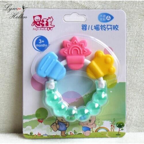 Safety baby rattles teether toy sticks teeth baby hand toys Gutta Molar Bars biting bells Silicone teething appease for kids