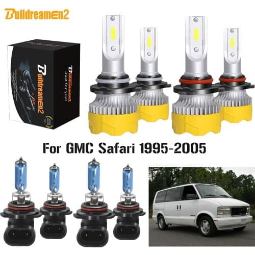 Buildreamen2 4 X Car Headlight High Low Beam LED Halogen Headlamp Bulb 12V For GMC Safari 1995-2005