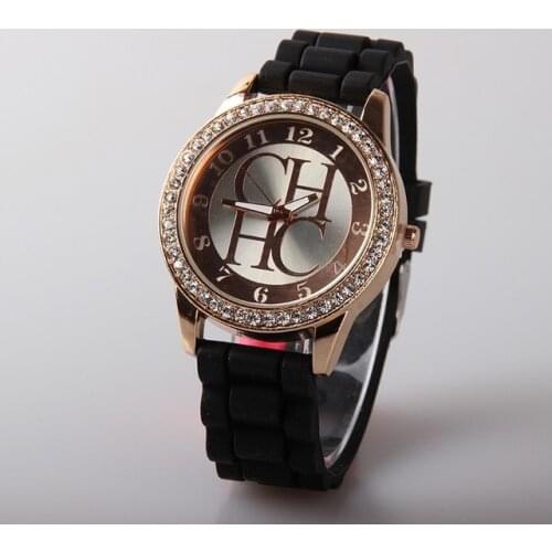 Famous Brand CH New Rose Gold Watch Ladies Crystal Silicone Casual Quartz Watch Casual Dress Watch Relogio Feminino Best Gift