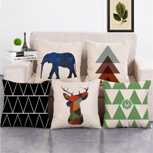Decorative throw pillow case cover elephant animals deer bear geometric Polyester cushion cover for sofa home almofadas 45x45