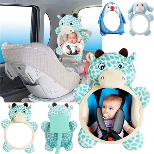 Baby Car Seat Stuffed Plush Toys Animal Mirror Rearview Toddler Mobile Rattle Infant Hanging Backseat Toy Newborn 0~12 Months