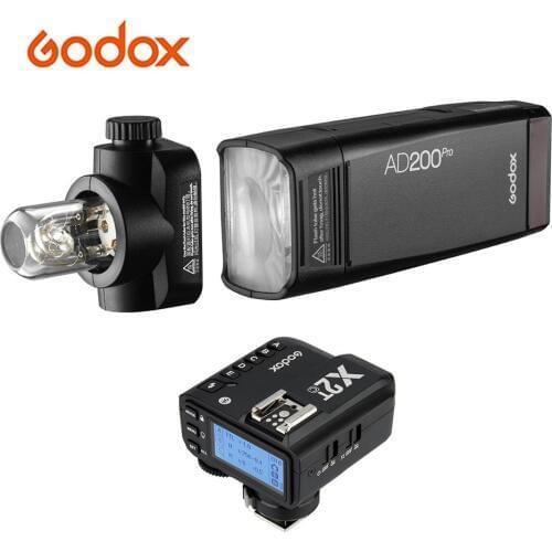Godox AD200Pro Pocket Flash Portable Wireless TTL Flash Head+ Godox X2T-C E-TTL II Wireless Flash Trigger for Canon DSLR Camera