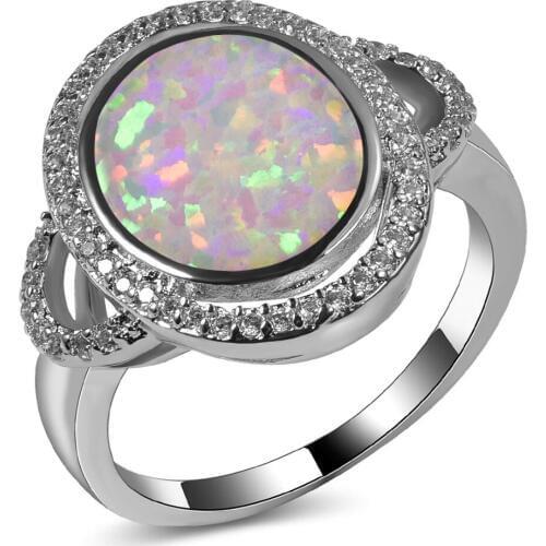Hot Sale Exquisite White Fire Opal 925 Sterling Silver High Quantity Engagement Wedding Jewelry Ring Size 5 6 7 8 9 10 11 A155