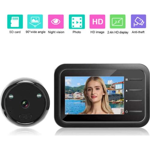 Door bell camera 2.4in 0.3MP Video Doorbell Night Vision LCD Digital Camera with 90 degree Wide-Angle Lens for Household