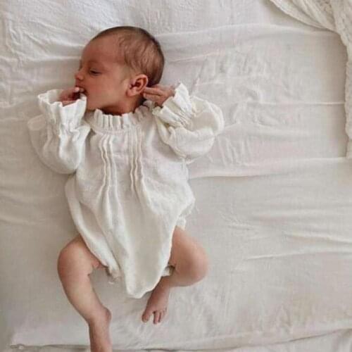 2021 Newborn Baby Boy Loose Bodysuit Cotton Linen Baby Girl Clothes Fashion Princess Long Sleeve Kids Casual Jumpsuit 0-24M