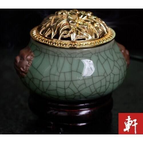 Longquan celadon pieces incense pierced engraved sawdust thermostat electronic incense fragrance powder incense