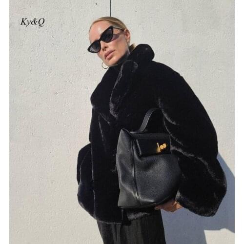 Ky&Q Black Fur Coats