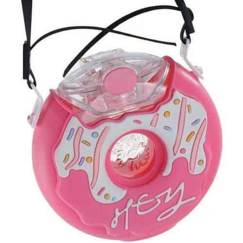 Cartoon donut water bottle straw cup antler cup outdoor portable childrens creative plastic drop-resistant gift cup