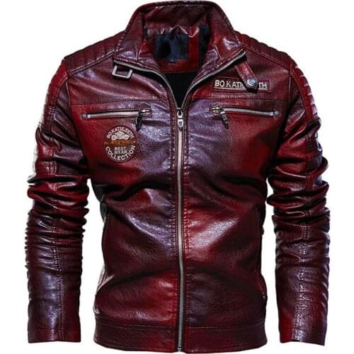 Leather Jacket Men Winter Fleece Motorcycle PU Leahter Jacket Male Stand Collar Casual Windbreaker Ropa De Hombre Slim Coat 3XL