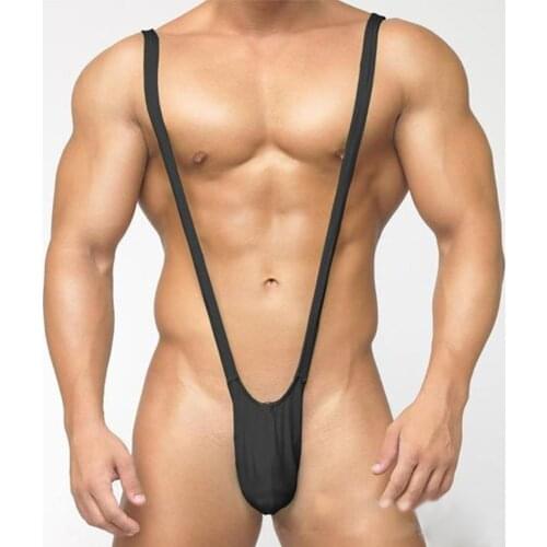 Men Beach Swimming Swimwear Thong Suspender Underwear Bodysuit Fashion Quick Dry Penis Pouch Thong Mens