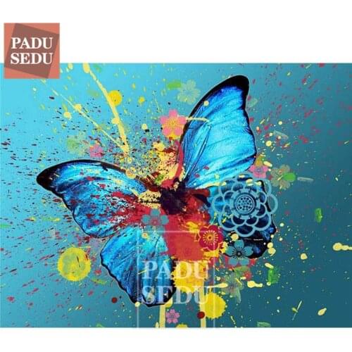 PADUSEDU 5d Diamond Painting Colorful Butterfly Full Square Cross Stitch Kits Diamond Embroidery Animals Wall Decor Hobby Gifts