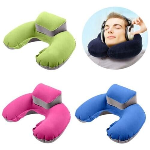 Inflatable Soft Car Travel Head Neck Rest Pillow Air Cushion Travel U-shape Pillow Sleep Cushion Travel Inflatable Pillow