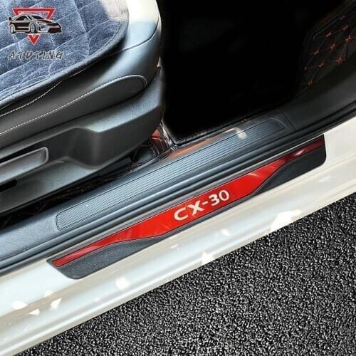 Car Door Sill For Mazda Cx-30 2019 2020 Cx30 Cx 30 Auto Stainless Steel Scuff Pedal Protector Styling Sticker Cover Accessories