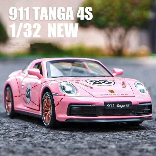 1:32 New 911 Targa 4S Convertible Sports Alloy Car Model Diecast Sound Super Racing Lifting Tail Hot Car Wheel For Boy Gifts