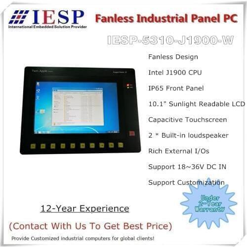 VMT Industrial Panel PC, 10.1 inch sunlight readable, Support 18~36V DC, J1900 CPU/4GB RAM/64GB SSD, vehicle mount panel pc