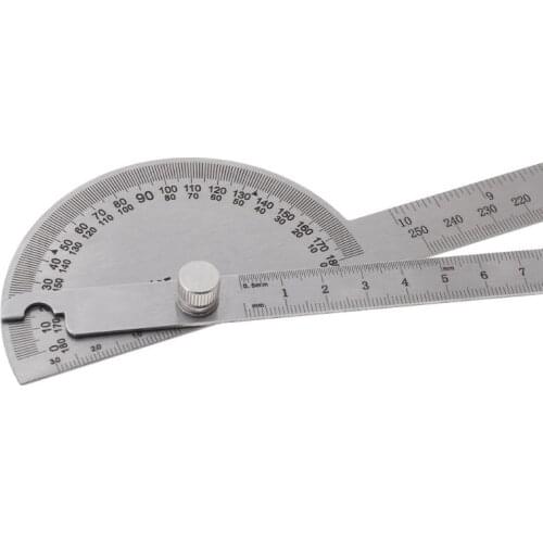 180 Degree Adjustable Protractor Stainless Steel Angle Ruler Measuring Tool