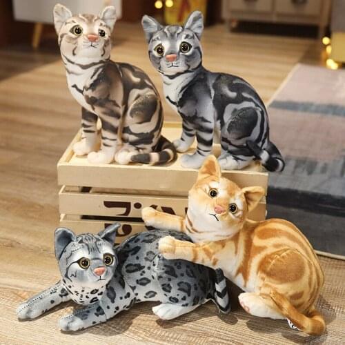 Cute Lifelike Cat Plush Toys Soft Animal Stuffed Doll Simulation Cat Pillow Sofa Cushion Cartoon Home Decor Ornaments