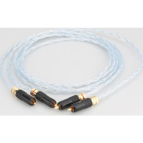 Pair OCC Pure silver plated interconnect cable audio video signal wire HIFI RCA To RCA Audio Cable Phono Plug Cable For CD TUBE