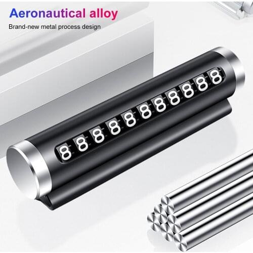 Universal Car Rotate Phone Number Plate Temporary Parking Card Aluminum Stickers Park Stop in Car-styling Goods Auto Accessories