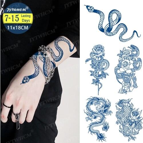 Waterproof Temporary Tattoo Stickers Long Lasting Juice Tatto Snake Tattoo Dragon Planet Cross Tattoo Flash Fake Tatoo Women Men
