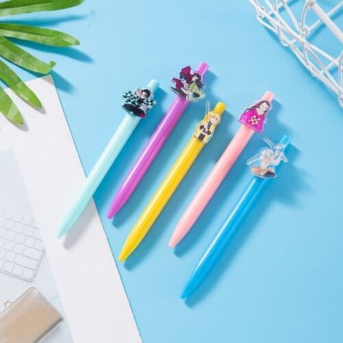 1pcs Anime Demon Slayer Ballpoint Pen Candy Color Ballpen for Cute School Supplies Pens for Writing Japanese Stationery