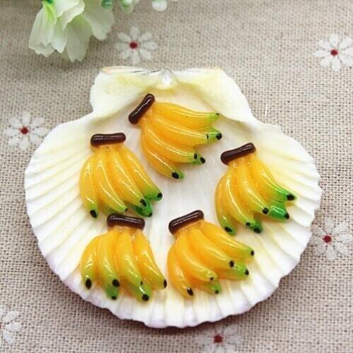 10pcs Kawaii Fake Fruit Banana Resin Miniature Food Art Supply Flatback Cabochon DIY Decorative Craft Scrapbooking,18*21mm