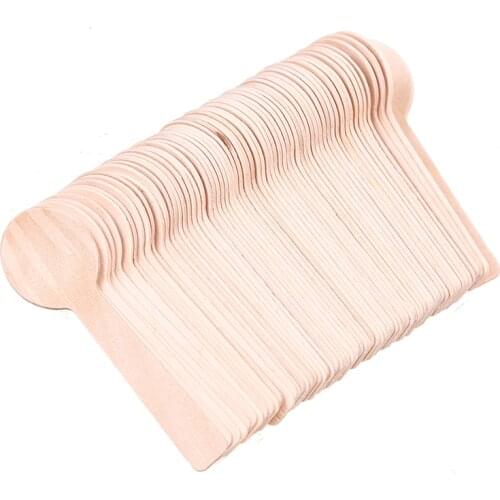 100PCS Disposable Wooden Spoon Mini Ice Cream Spoon Wood Western Dessert Scoop Wedding Party Tableware Kitchen Accessories