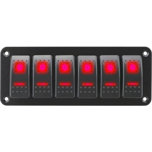 12/24V 6 Gang Waterproof for Marine Boat Caravan RV LED Toggle Switch Panel ON-OFF Rocker Switch Panel Double Light Switch