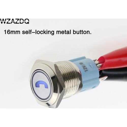 16-mm metal button switch waterproof self-lock button switch voltage 6v12v24v220v telephone graph can be customized